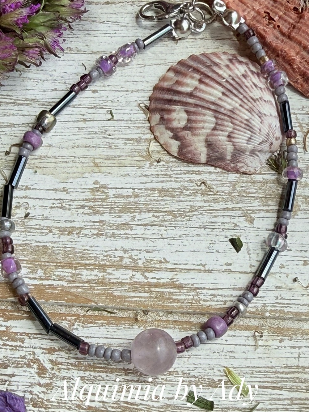 SUMMER + dainty Amethyst beaded colorful bracelet